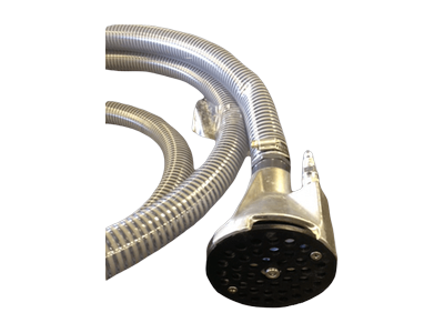 Sludge-suction hose and brush head used by SRS to remove tank-floor sludge