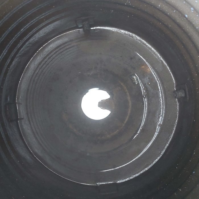 Underground tank floor after mechanized cleaning