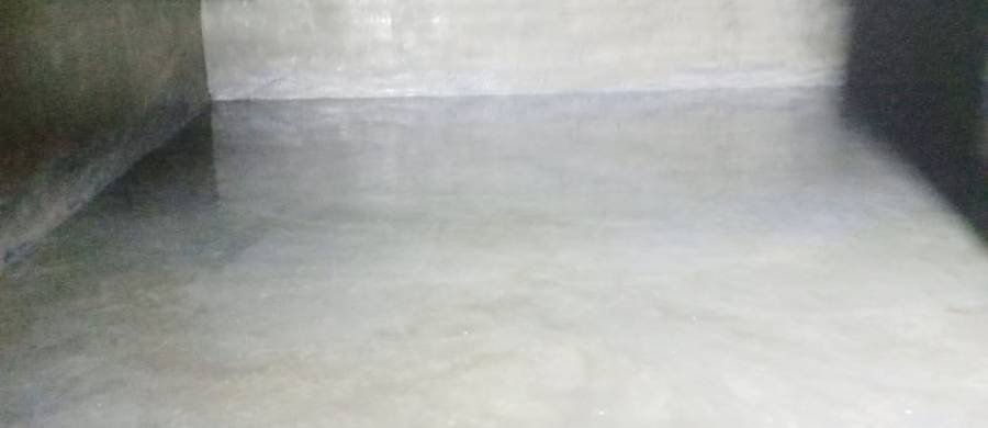 Underground tank floor after mechanized cleaning